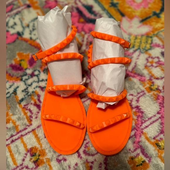 Steve Madden Women's Travel Flat Sandal - Orange Neon Sandals - Picture 10 of 10